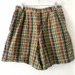 Vintage 80’s Lizsport plaid preppy academia high rise waist cotton shorts